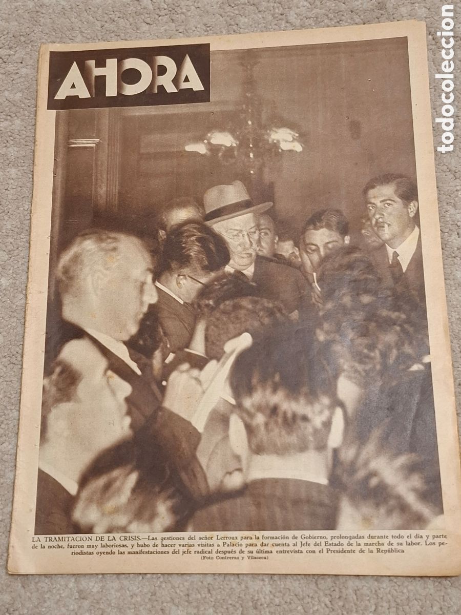 Collection Magazines and Newspapers: Diario Ahora 1934 Lerroux, Gil Robles, Ni&ntilde;os saltando al agua por monedas en muelle de San Sebasti&aacute;n