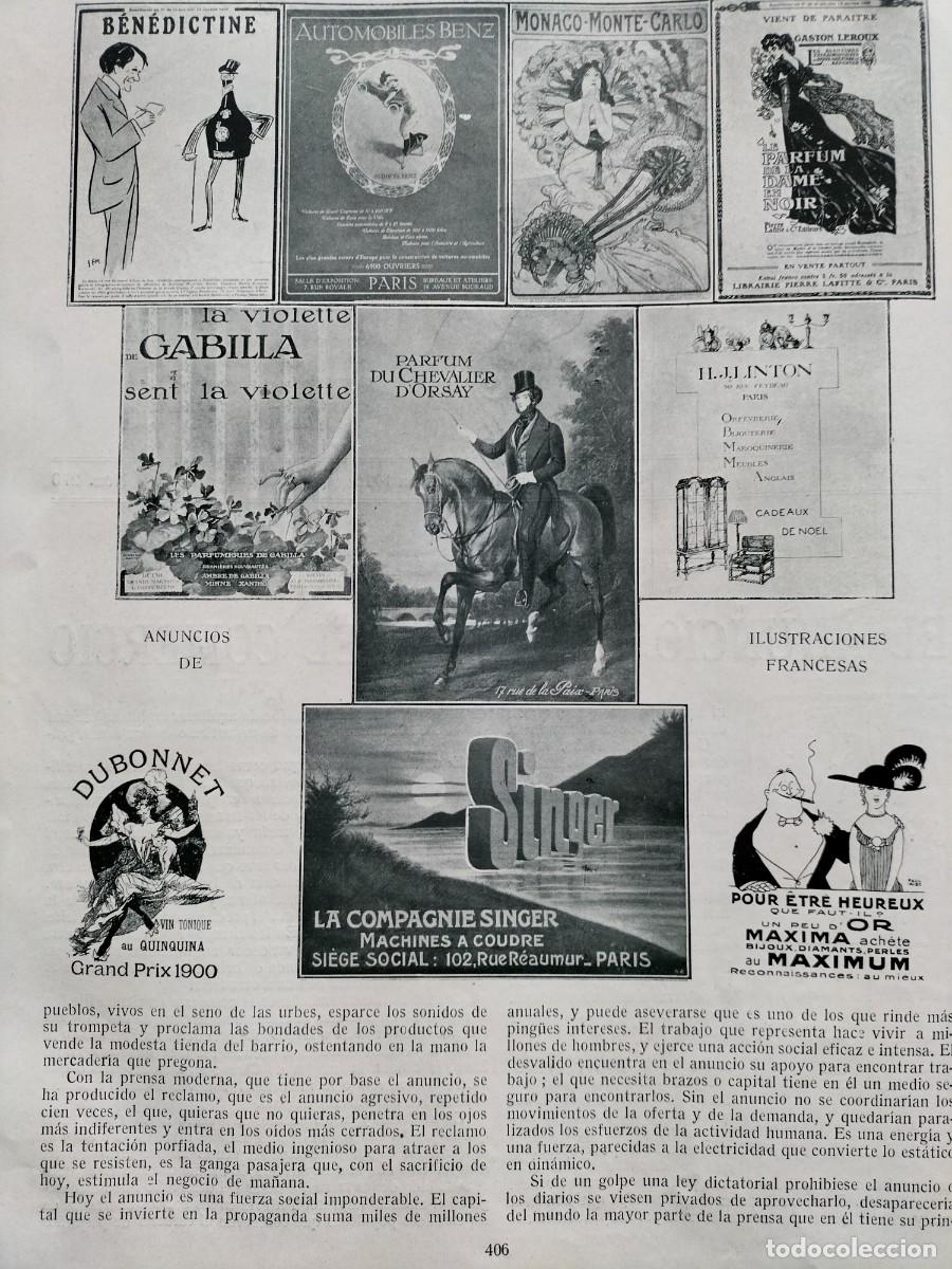 Collection Magazines and Newspapers: ANUNCIOS DE ILUSTRACIONES FRANCESAS GABILLA BENZ SINGER PARTUM CHEVALIER D'ORSAY HOJA A&Ntilde;O 1916