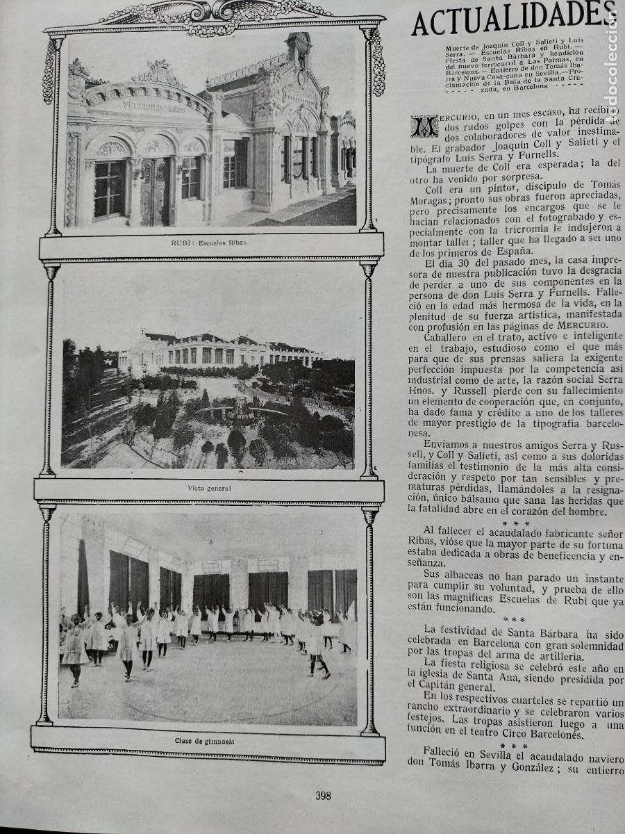 Collection Magazines and Newspapers: ESCUELAS RIBAS RUBI BARCELONA HOJA A&Ntilde;O 1916