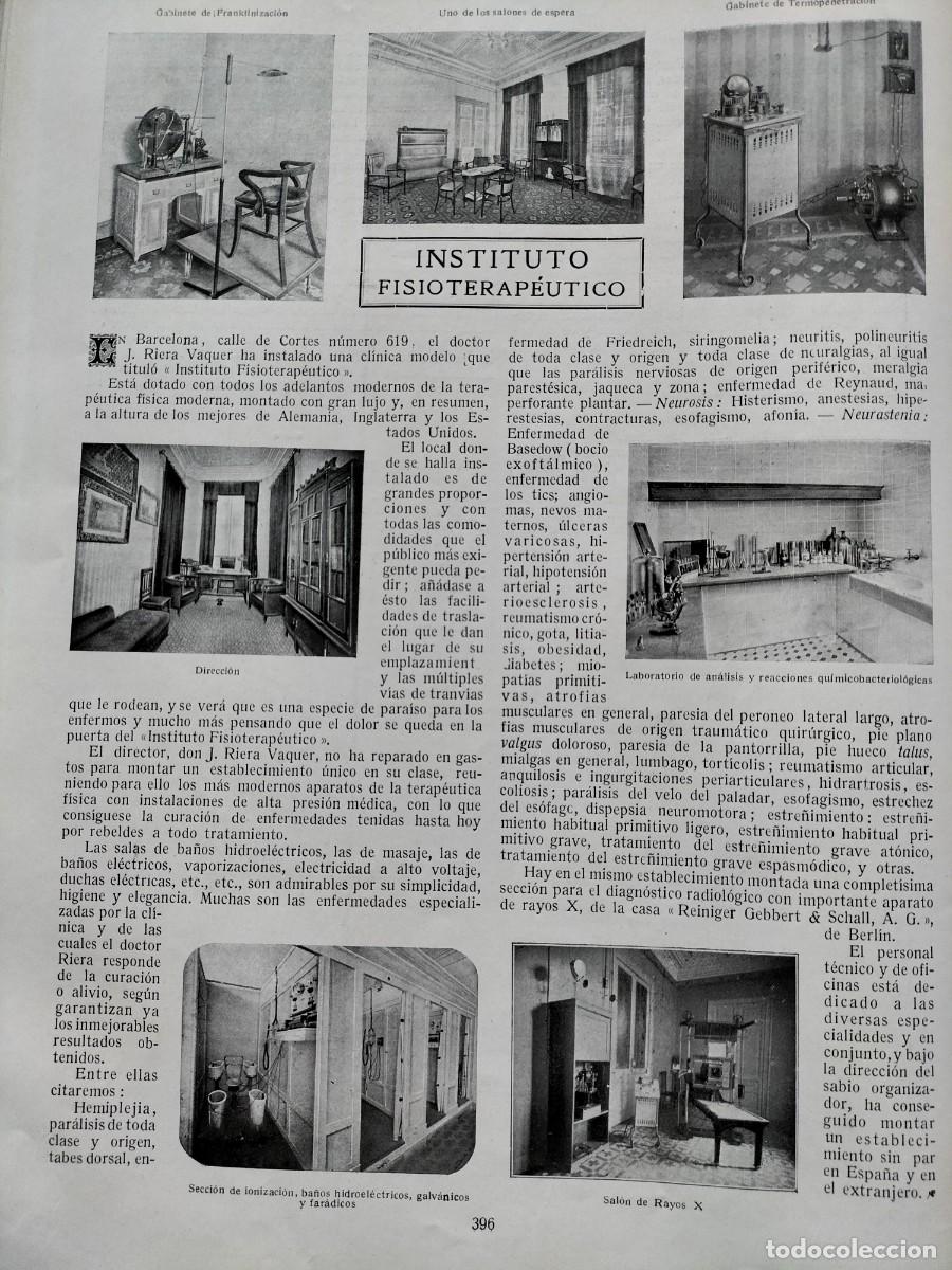 Collection Magazines and Newspapers: INAGURACION INSTITUTO FISIOTERAPEUTICO DEL DOCTOR J.RIERA VAQUER BARCELONA HOJA A&Ntilde;O 1916