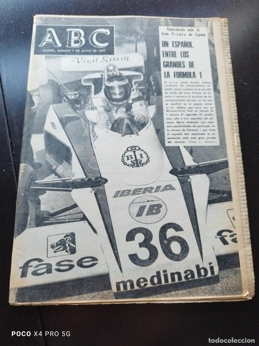 Coleccionismo de Revistas y Peri&oacute;dicos: PERIODICO ABC: 7-5-1977 / GRAN PREMIO DE ESPA&Ntilde;A DE FORMULA 1 - EMILIO VILLOTA