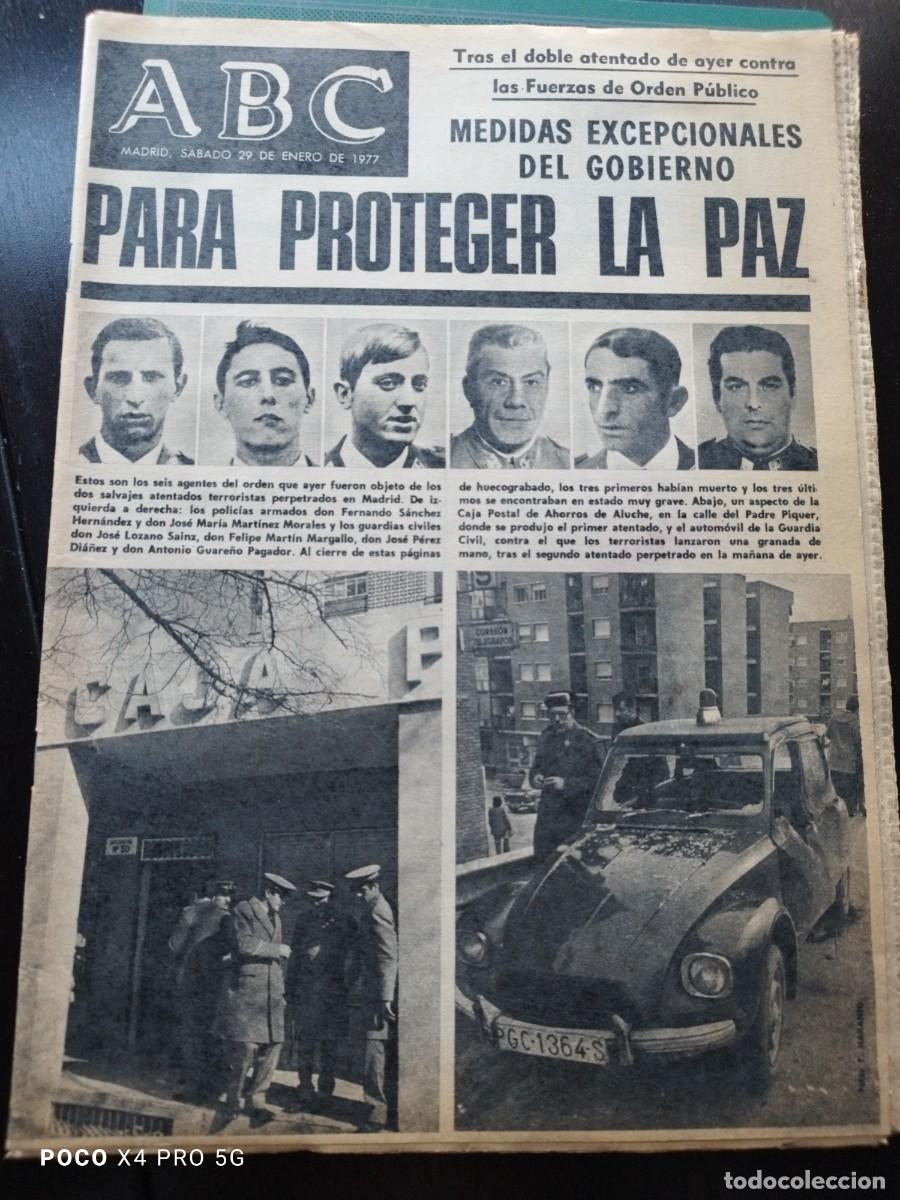 Coleccionismo de Revistas y Peri&oacute;dicos: PERIODICO ABC: 29-1-1977 / DOBLE ATENTADO CONTRA LAS FUERZAS DE ORDEN PUBLICO