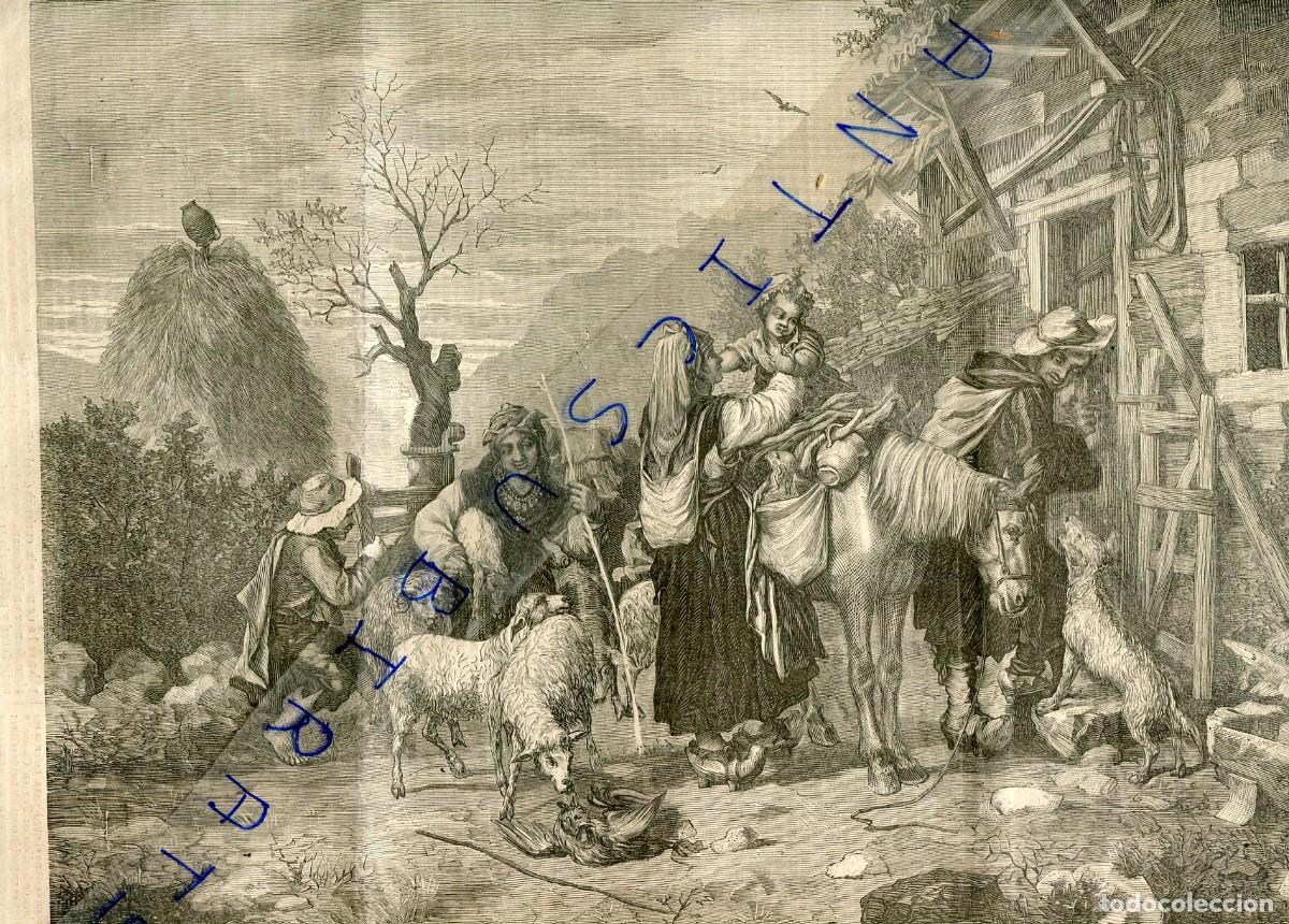 Coleccionismo de Revistas y Peri&oacute;dicos: GRABADO DE GRAN DIMENSION TIPOS Y COSTRUMBRE ASTURIANOS DE ASTURIAS PUERTO DE PAJARES EMIGRACION