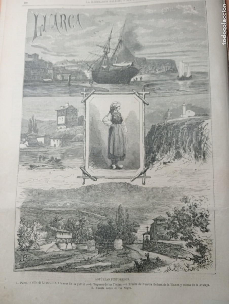 Coleccionismo de Revistas y Peri&oacute;dicos: GRABADO DE GRAN DIMENSION 28 X 40 CENTIMETROS DE LUARCA PUERTO VARQUERA DE LAS TRA&Ntilde;AS HERMITA