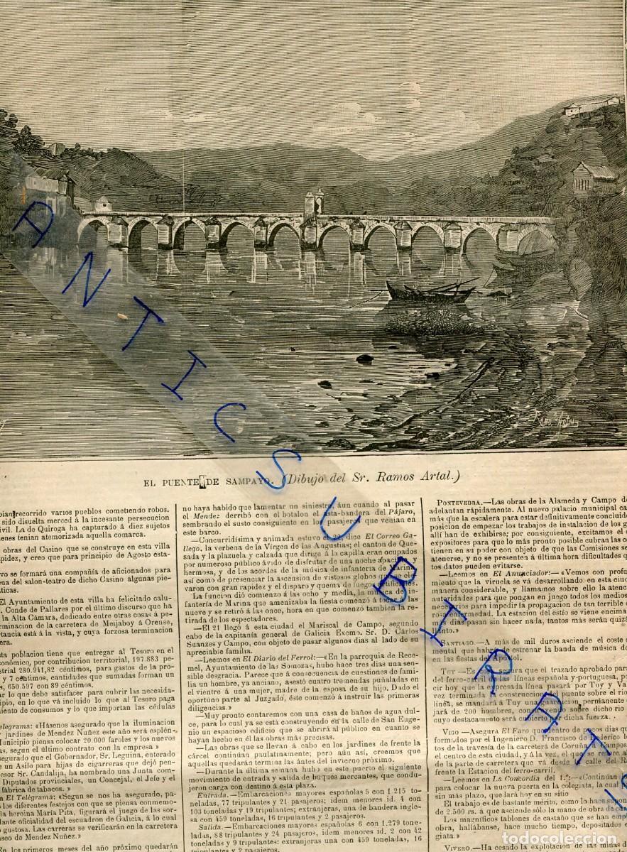 Colecionismo de Revistas e Jornais: REVISTA A&Ntilde;O 1880 EL HAMBRE EN GALICIA BATALLA DEL PUENTE DE SAMPAYO GRABADO FERROCARRIL ORENSE VIGO