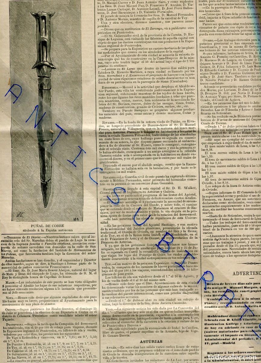 Collezionismo di Riviste e Giornali: REVISTA A&Ntilde;O 1880 PU&Ntilde;AL PREROMANO ENCONTRADO EN UNA EXCAVACON ARQUEOLOGIA EN TINEO