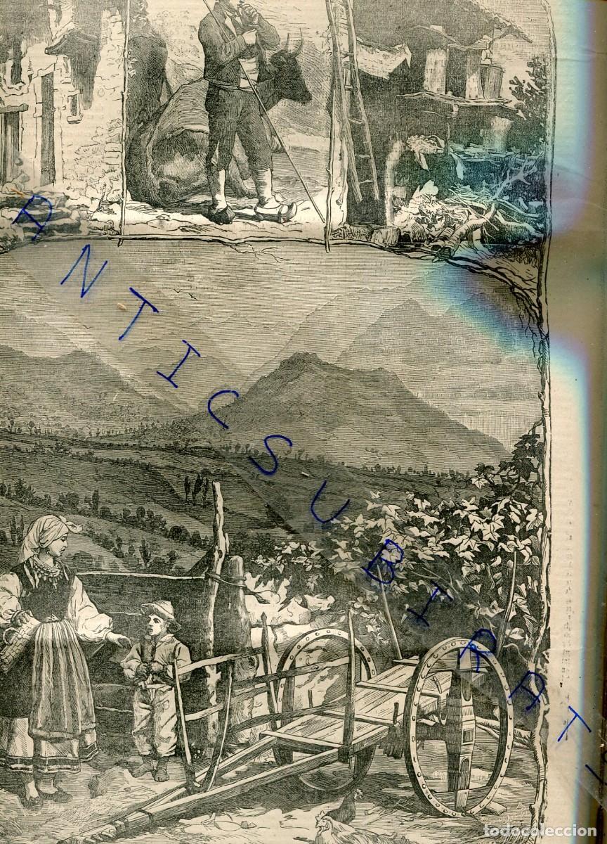 Collezionismo di Riviste e Giornali: REVISTA A&Ntilde;O 1880 GRABADOS ALDEA DE MANJOYA MERCADO DE VACAS DE SAN LAZARAO ALDEA DE VEGA ASTURIAS