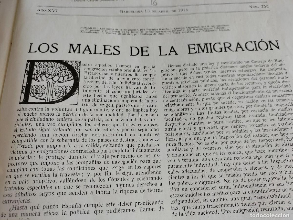 Collection Magazines and Newspapers: ARTICULO SOBRE LOS MALES DE LA EMIGRACION EN ESPA&Ntilde;A 3 HOJAS REVISTA A&Ntilde;O 1916