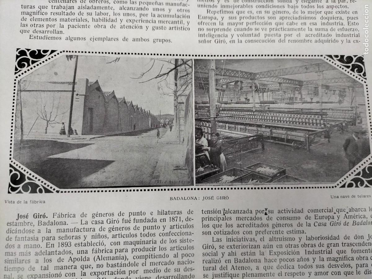 Coleccionismo de revistas y peri&oacute;dicos: FABRICA DE GENEROS DE PUNTO E HILATURAS DE JOSE GIRO BADALONA HOJA REVISTA A&Ntilde;O 1916