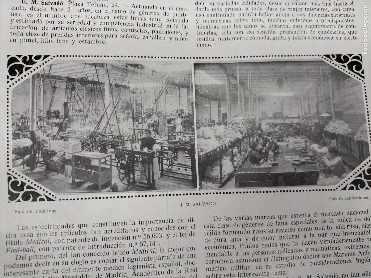 Sammeln von Zeitschriften und Zeitungen: FABRICA GENEROS PUNTO E.M.SALVADO TEJIDOS MEDICAL BARCELONA 2 HOJAS REVISTA A&Ntilde;O 1916