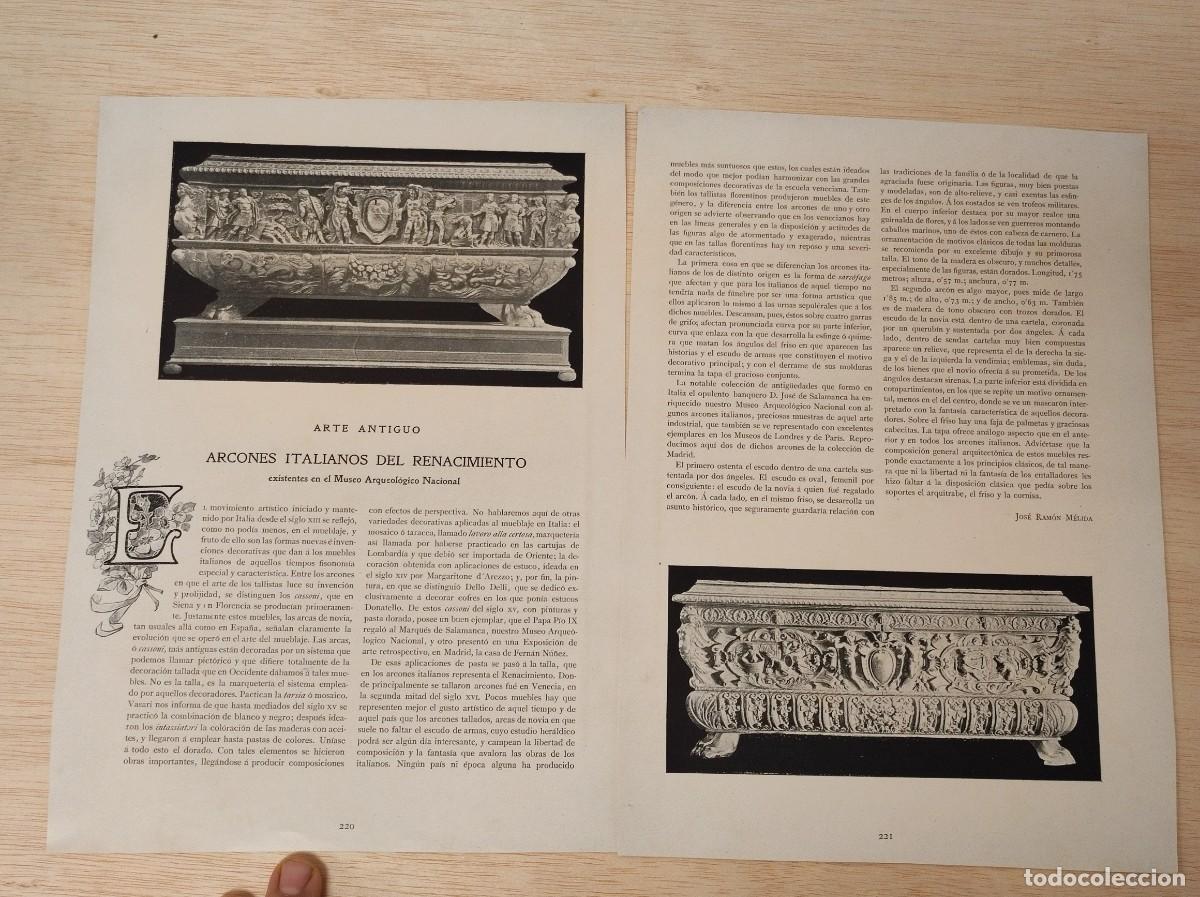 Coleccionismo de Revistas y Peri&oacute;dicos: ARTICULO REVISTA ORIGINAL CIRCA 1900. ARCONES ITALIANOS DEL RENACIMIENTO