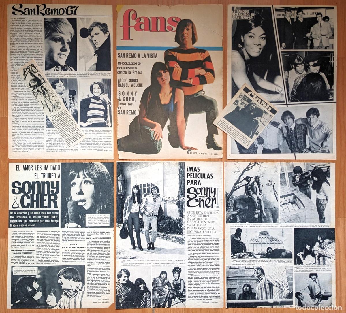 Sammeln von Zeitschriften und Zeitungen: SONNY AND CHER lote prensa spain magazine clippings 1960s articles photos recortes pop icon san remo
