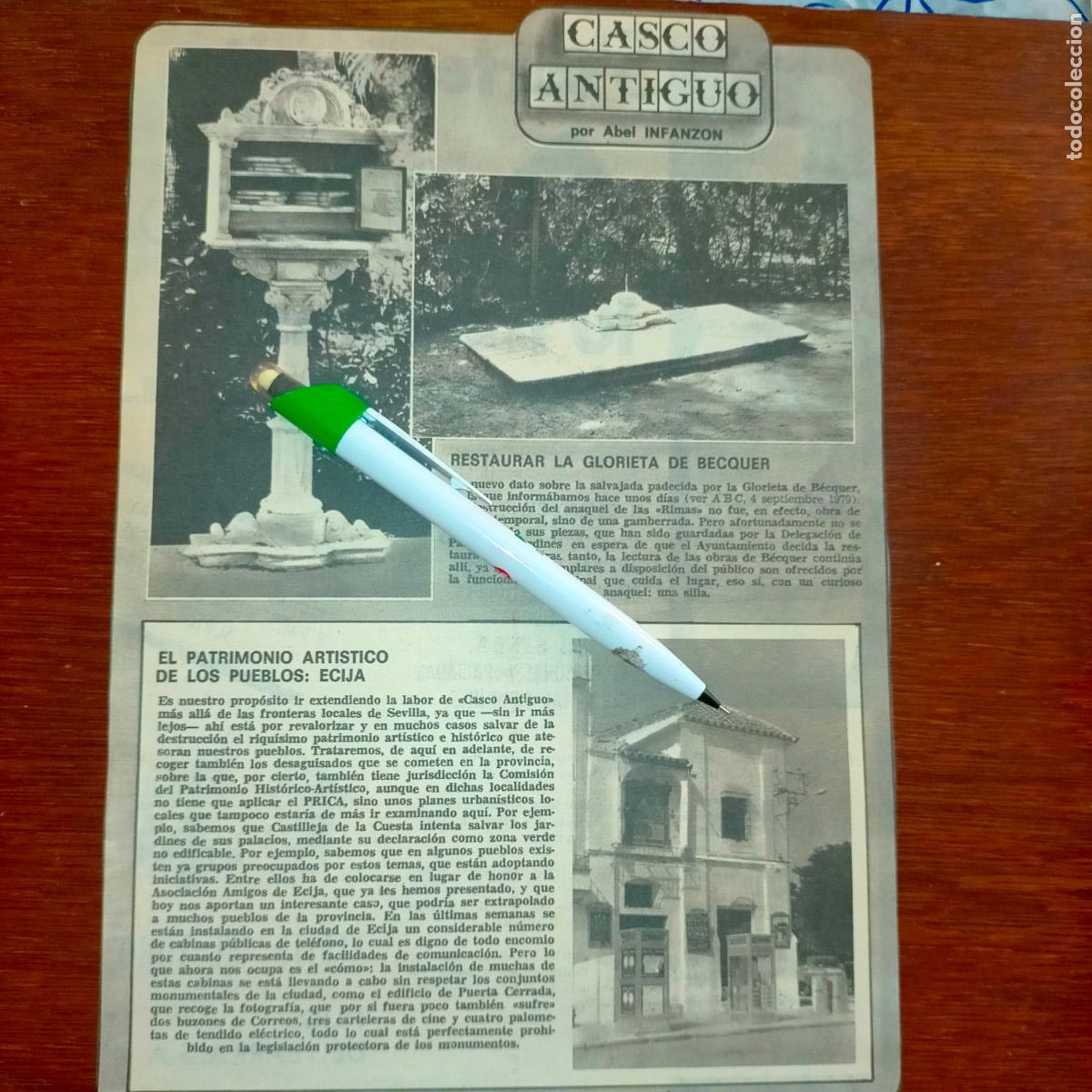 Coleccionismo de Revistas y Peri&oacute;dicos: NOTICIA SEVILLA CASCO ANTIGUO ANTONIO BURGOS - GLORIETA DE BECQUER - PATRIMONIO DE ECIJA