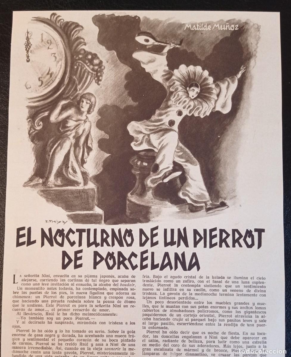 Colecionismo de Revistas e Jornais: EL NOCTURNO DE UN PIERROT DE PORCELANA - 2 HOJAS SUELTAS PUBLICACI&Oacute;N A&Ntilde;OS 30 - MATILDE MU&Ntilde;OZ
