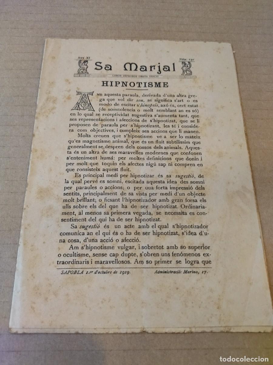 Coleccionismo de Revistas y Peri&oacute;dicos: REVISTA SA MARJAL. SA POBLA (MALLORCA) 1919.