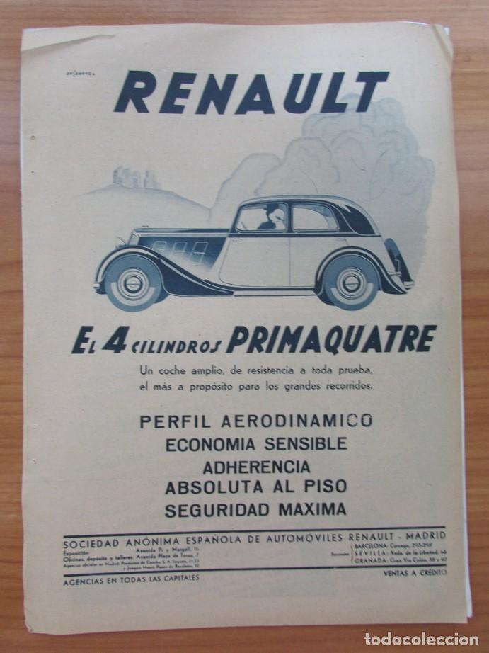 Coleccionismo de Revistas y Peri&oacute;dicos: RECORTE BLANCO Y NEGRO 2240 1934 PUBLICIDAD RENAULT PRIMAQUATRE. HIPOFOSFITOS SALUD