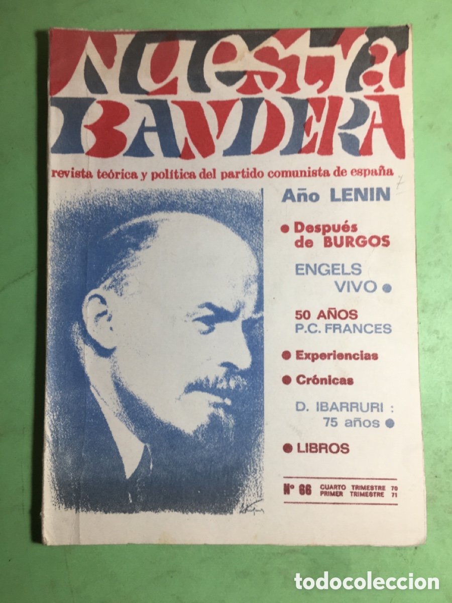 Coleccionismo de revistas y peri&oacute;dicos: 1970/71 NUESTRA BANDERA A&Ntilde;O LENIN N&Uacute;M. 66 REVISTA PARTIDO COMUNISTA
