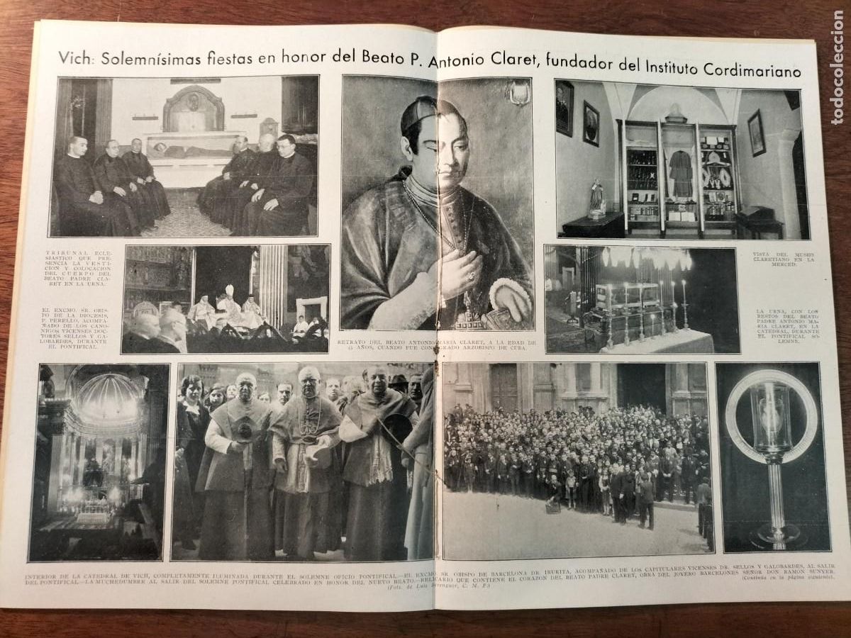 Coleccionismo de revistas y peri&oacute;dicos: VICH FIESTAS EN HONOR BEATO P.ANTONIO CLARET FUNDADOR INSTITUTO CORDIMARIANO VIC REVISTA A&Ntilde;O 1934