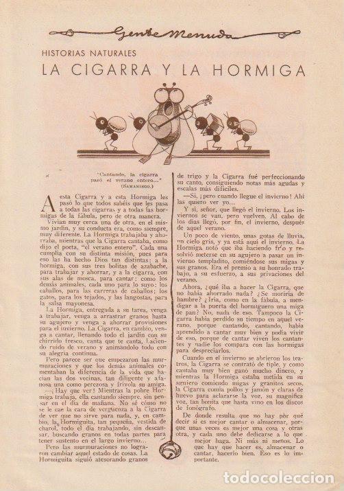 Coleccionismo de Revistas y Peri&oacute;dicos: Historias naturales: la cigarra y la hormiga -1930