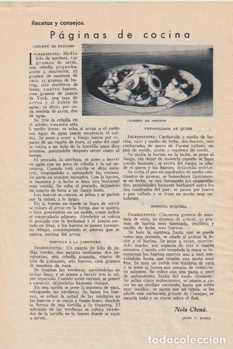 Coleccionismo de revistas y peri&oacute;dicos: *RECETAS COCINA * P&aacute;ginas de cocina / Nelu Chen&uacute; -1930