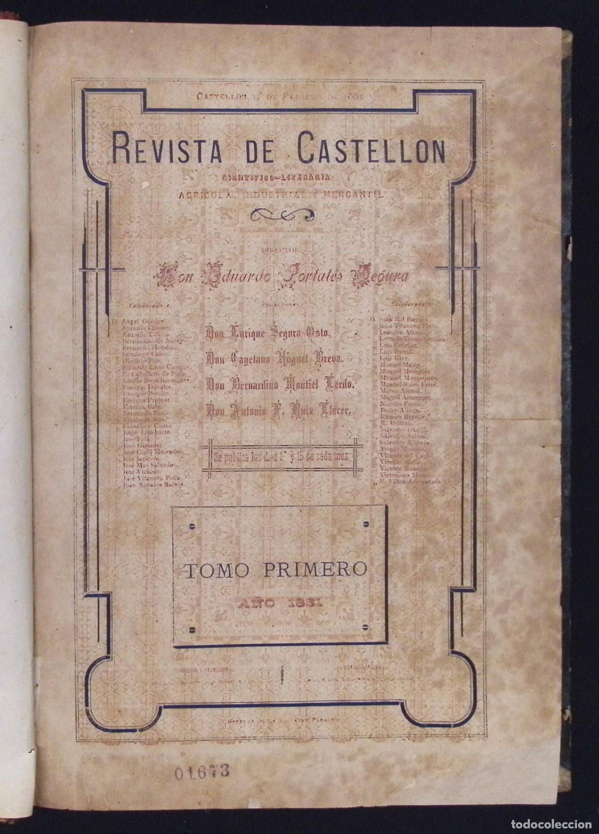 Sammeln von Zeitschriften und Zeitungen: REVISTA DE CASTELL&Oacute;N CIENT&Iacute;FICO-LITERARIA, AGR&Iacute;COLA, INDUSTRIAL Y MERCANTIL. 1881.