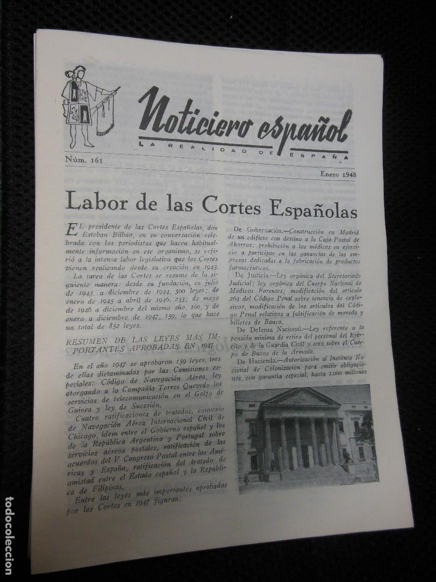 Coleccionismo de revistas y peri&oacute;dicos: REVISTA NOTICIERO ESPA&Ntilde;OL LA REALIDAD DE ESPA&Ntilde;A 1948-1949 - N&ordm; 161 AL 321 EN PAPEL BIBLIA