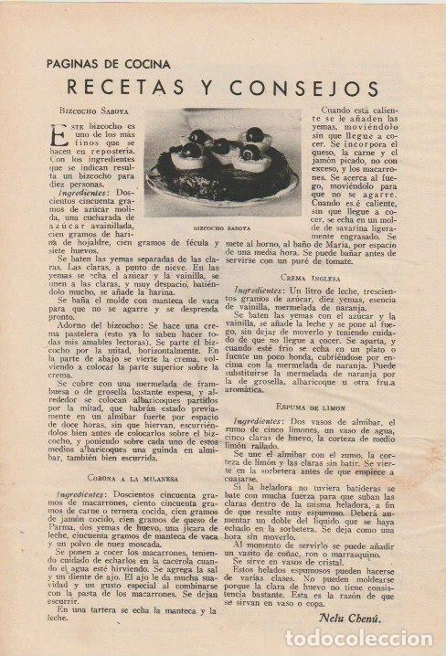 Coleccionismo de revistas y peri&oacute;dicos: * RECETAS COCINA * por Nelu Chen&uacute; -1930