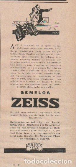 Coleccionismo de revistas y peri&oacute;dicos: Publicidad gemelos ZEISS - 1930