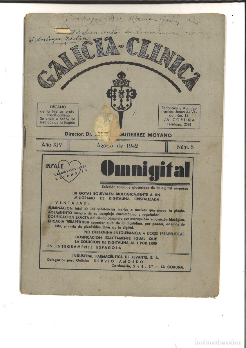 Colecionismo de Revistas e Jornais: GALICIA-CLINICA. A&Ntilde;O XIV AGOSTO DE 1942 NUM. 8