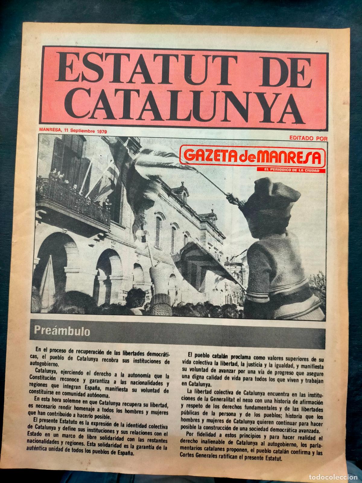 Colecionismo de Revistas e Jornais: Estatut de Catalunya Manresa 11 Septiembre 1979 Gazeta de Manresa