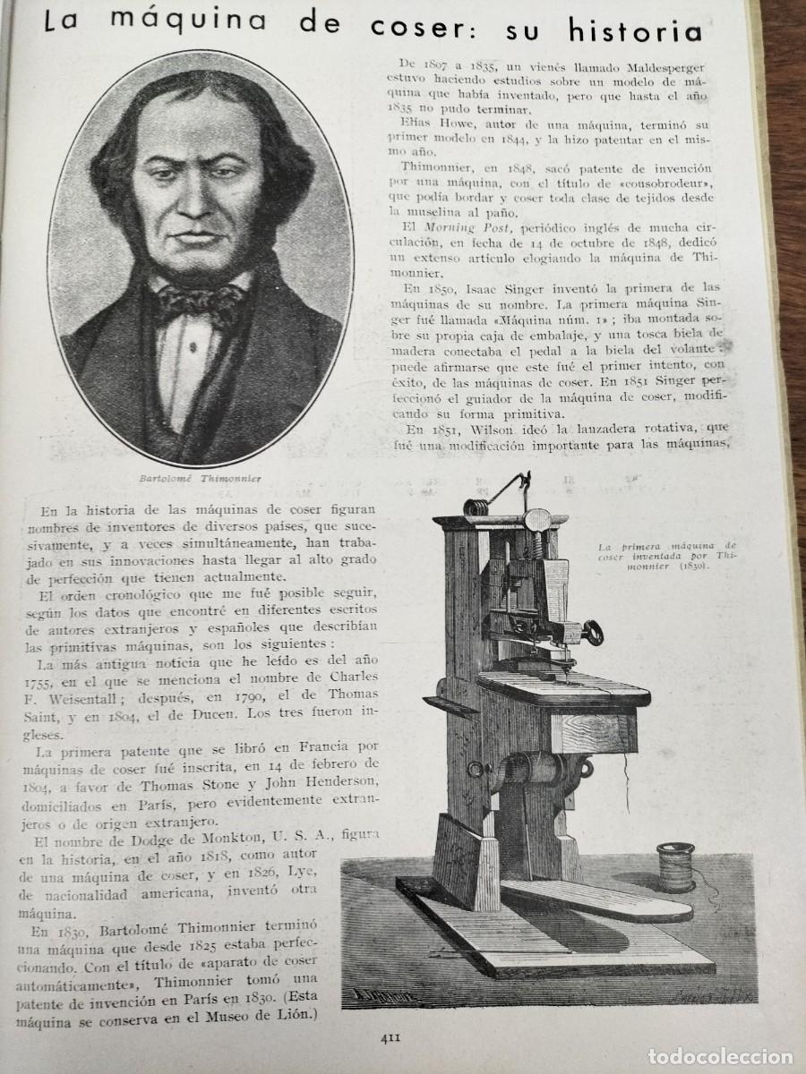 Collezionismo di Riviste e Giornali: LA MAQUINA DE COSER Y SU HISTORIA PRIMERA MAQUINA THIMONNIER SE&Ntilde;ORITAS HARO LOGRO&Ntilde;O REVISTA A&Ntilde;O 1934