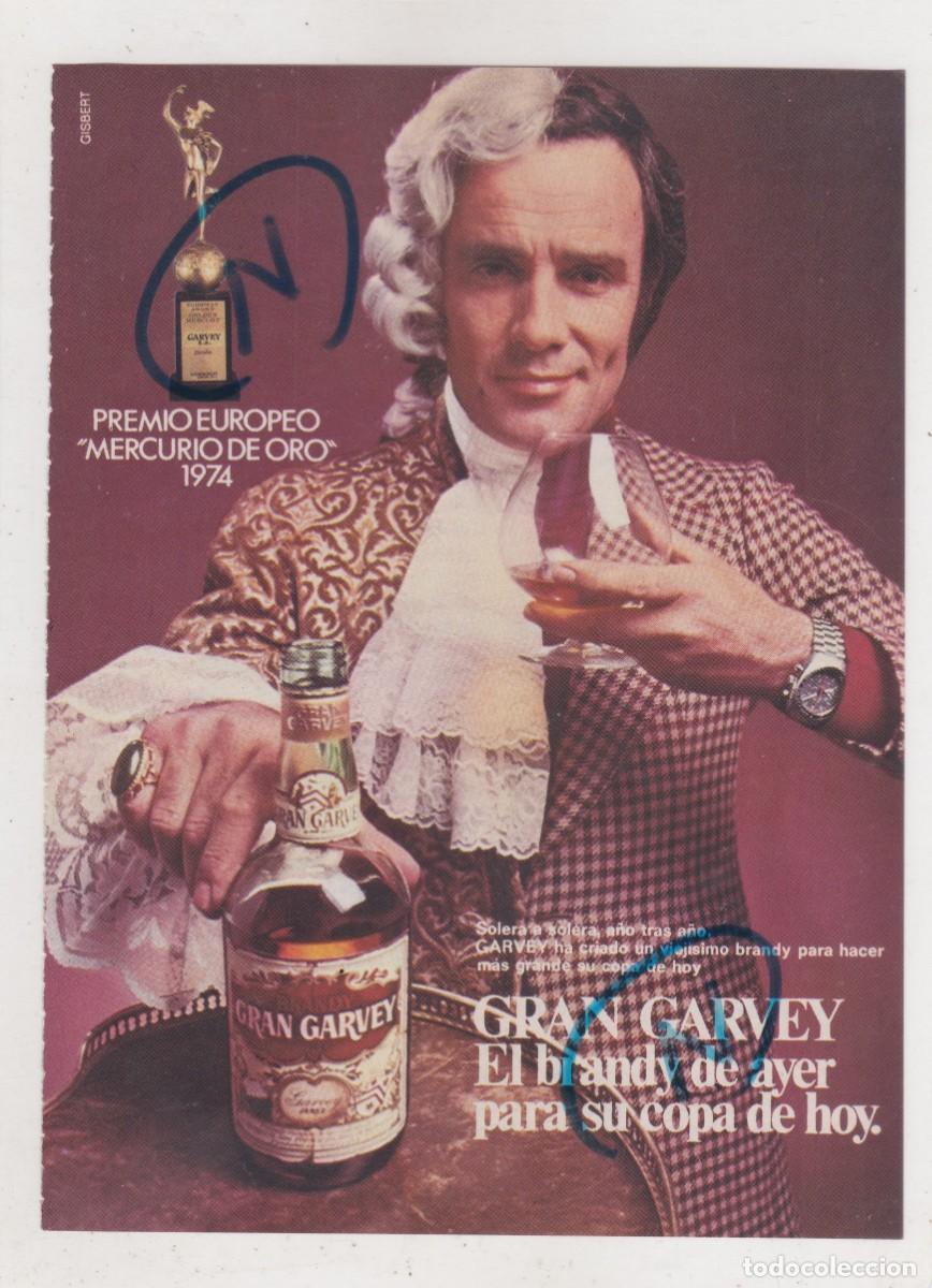 Coleccionismo de Revistas y Peri&oacute;dicos: PUBLICIDAD 1974. ANUNCIO BRANDY GRAN GARVEY. PREMIO EUROPEO &rdquo;MERCURIO DE ORO&rdquo; 1974