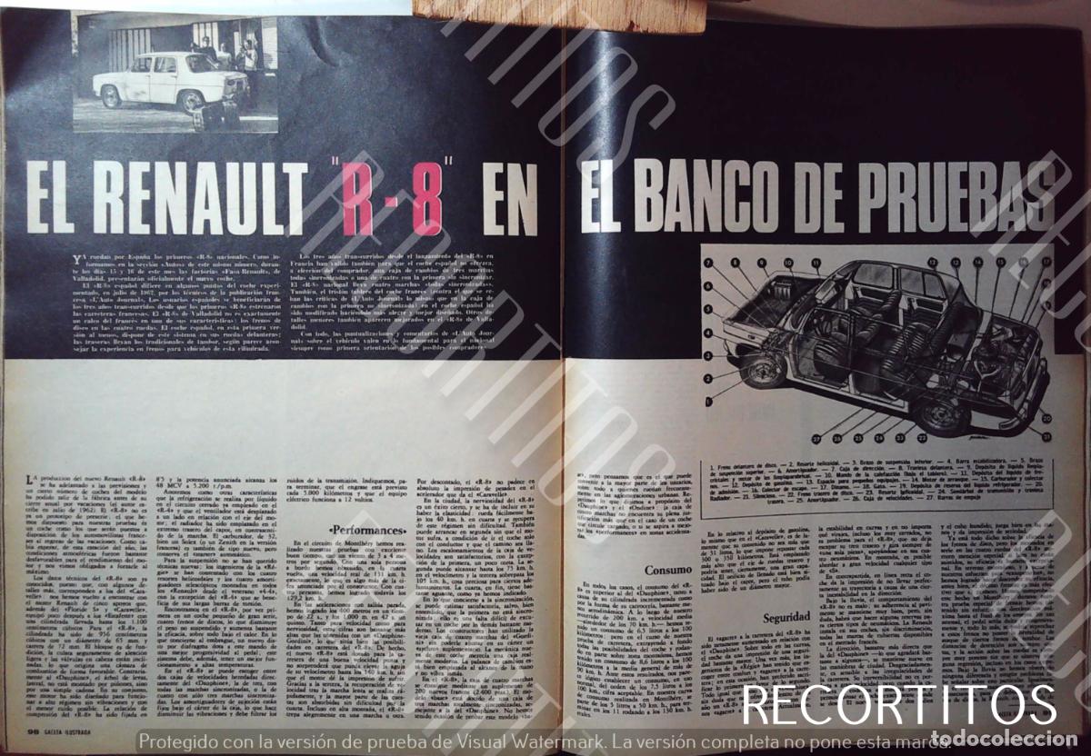 Coleccionismo de Revistas y Peri&oacute;dicos: RENAULT R 8 EN EL BANCO DE PRUEBAS