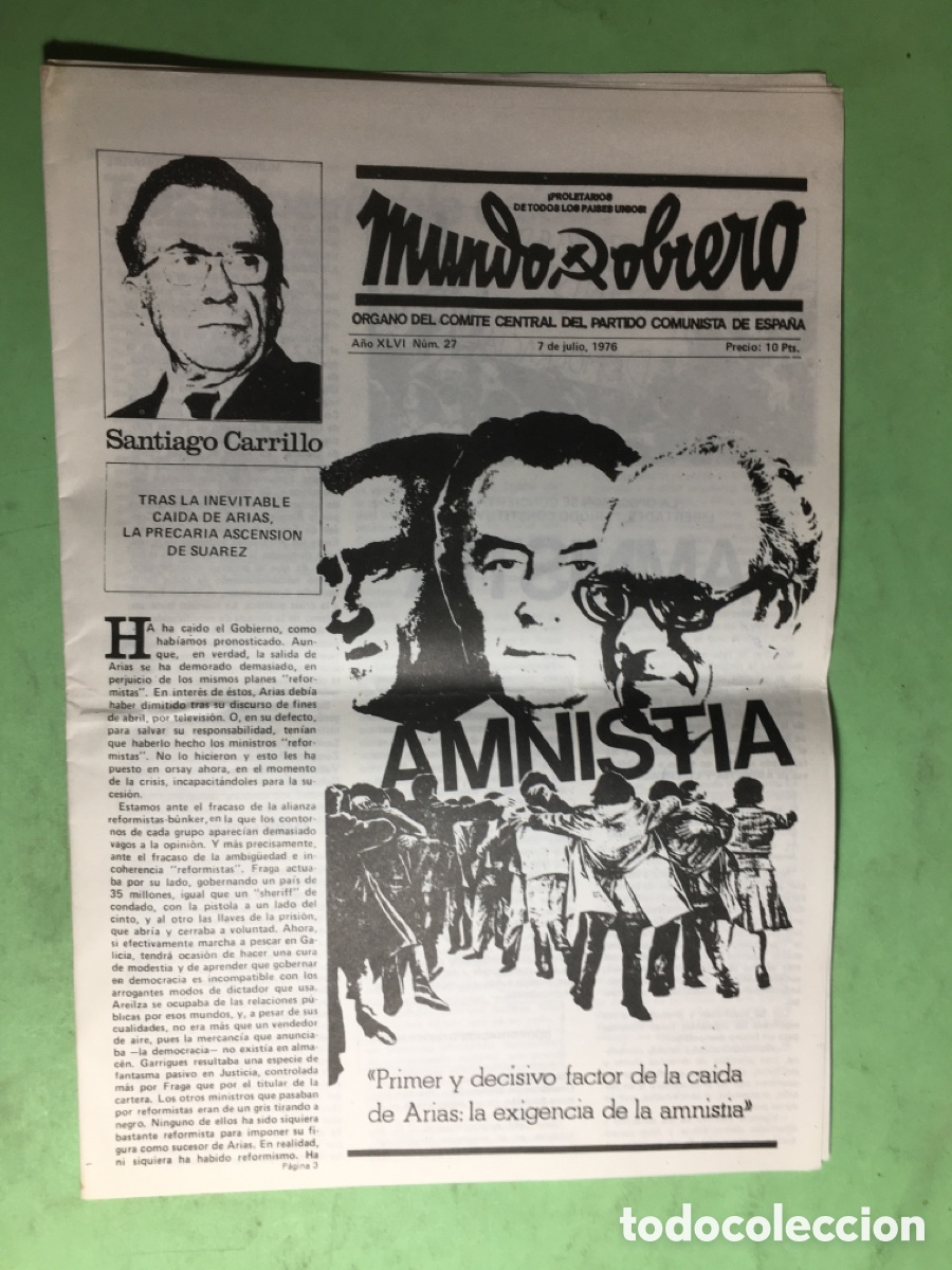 Coleccionismo de revistas y peri&oacute;dicos: 1976 No.27 MUNDO OBRERO &Oacute;RGANO DEL COMIT&Eacute; CENTRAL DEL PARTIDO COMUNISTA DE ESPA&Ntilde;A