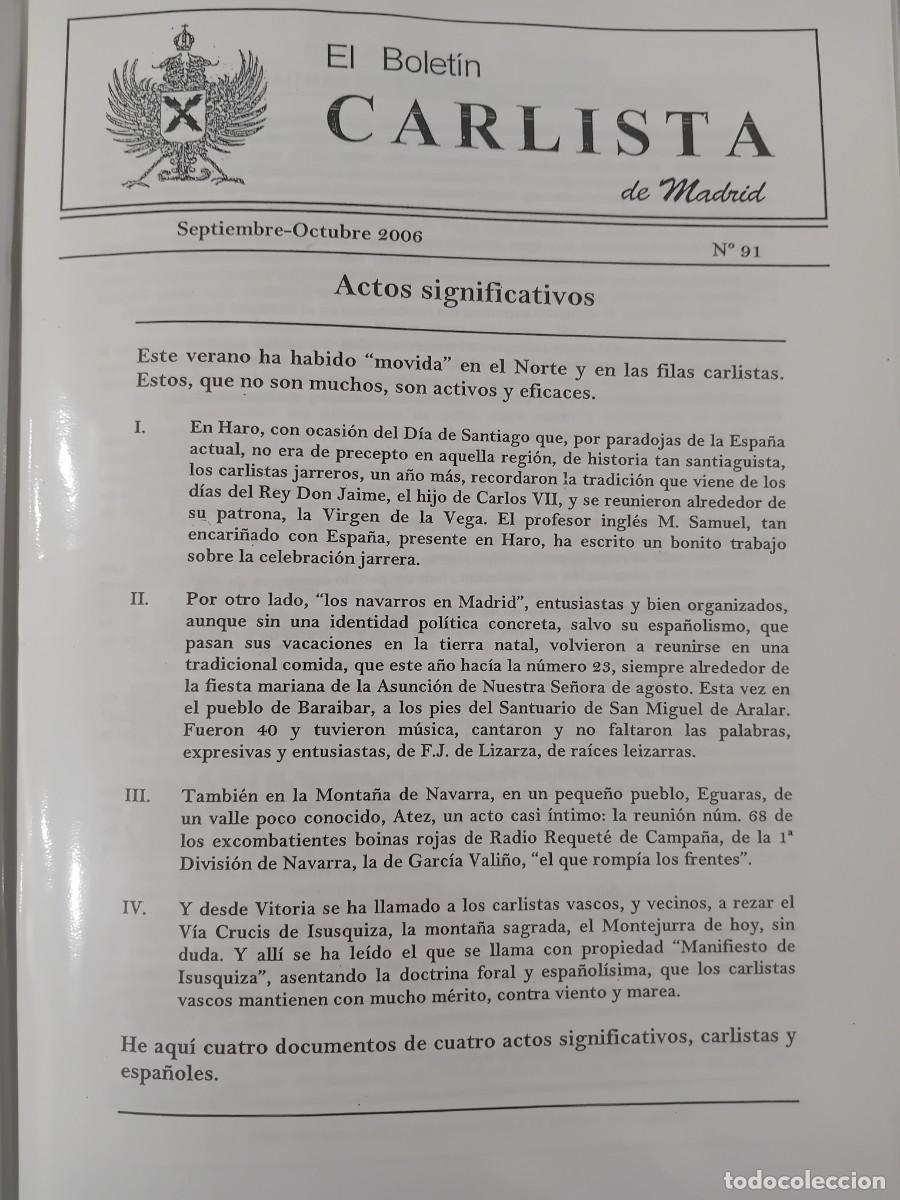 Coleccionismo de Revistas y Peri&oacute;dicos: EL BOLET&Iacute;N CARLISTA DE MADRID N&ordm; 91. 2006. COMUNI&Oacute;N TRADICIONALISTA. C&Iacute;RCULO SAN MATEO. CARLISMO