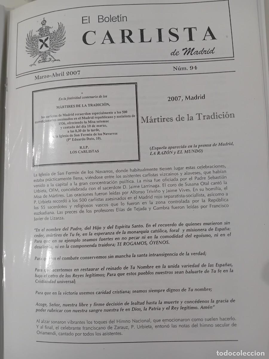 Coleccionismo de Revistas y Peri&oacute;dicos: EL BOLET&Iacute;N CARLISTA DE MADRID N&ordm; 94. 2007. COMUNI&Oacute;N TRADICIONALISTA. C&Iacute;RCULO SAN MATEO. CARLISMO