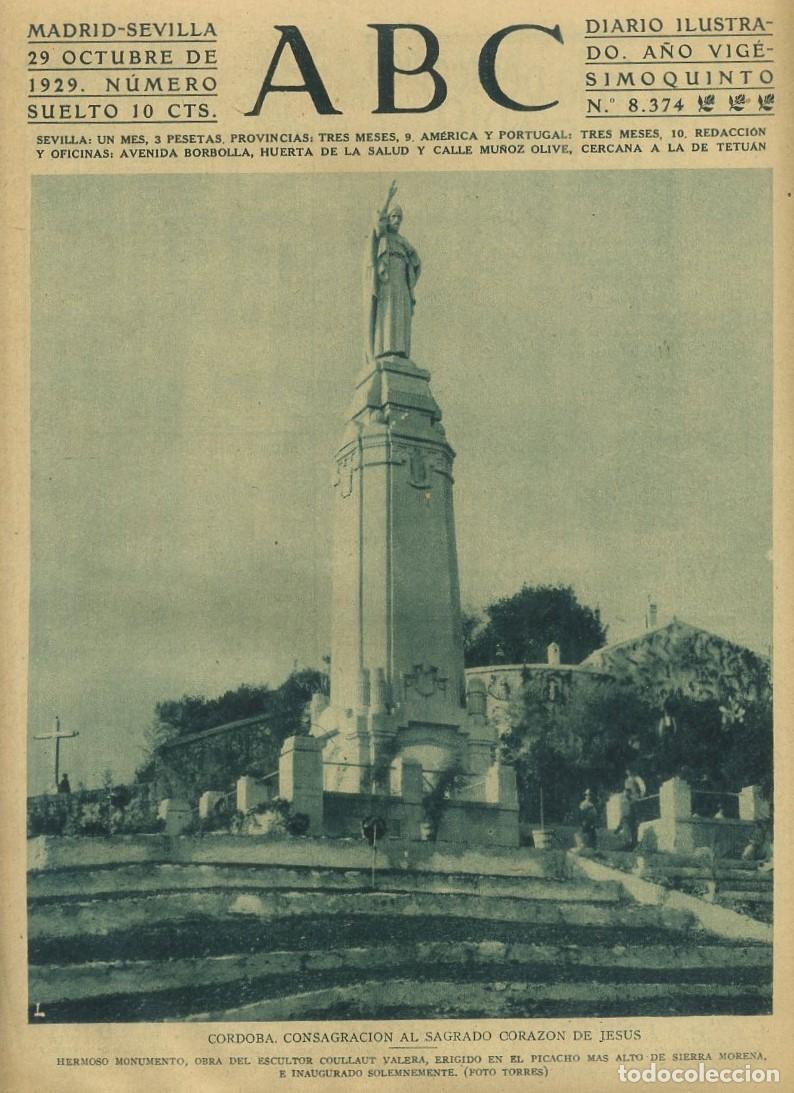 Coleccionismo de Revistas y Peri&oacute;dicos: PERIODICO ABC MADRID-SEVILLA 29 OCTUBRE 1929 N&ordm; 8374 CORDOBA, CONSAGRACION AL SAGRADO... A-ABC-0004