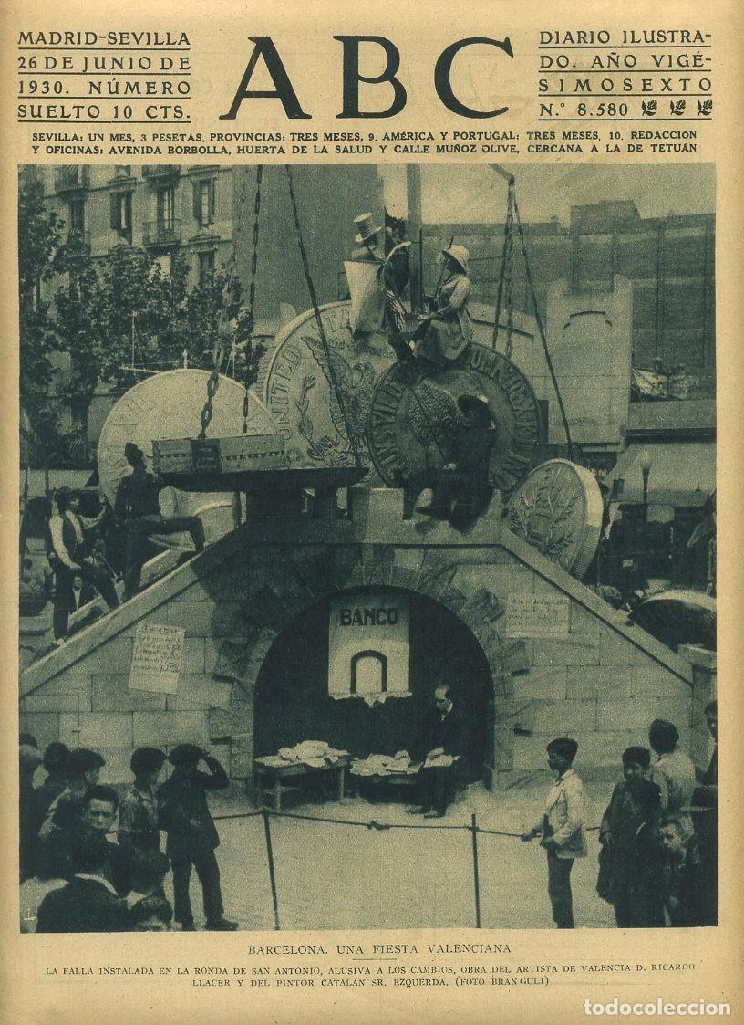 Coleccionismo de Revistas y Peri&oacute;dicos: PERIODICO ABC MADRID-SEVILLA 26 JUNIO 1930 N&ordm; 8580 BARCELONA, UNA FIESTA VALENCIANA. A-ABC-0039