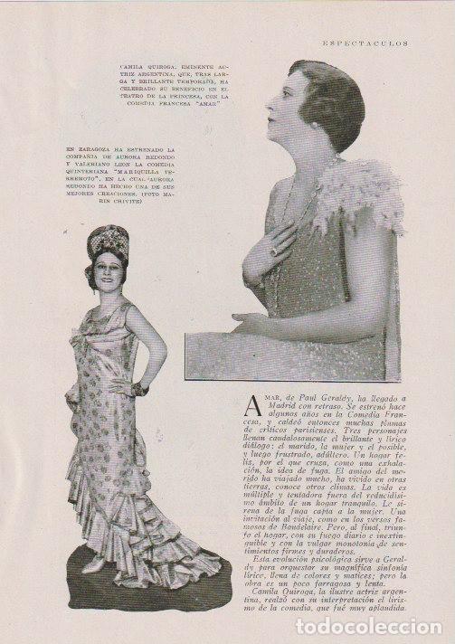 Coleccionismo de Revistas y Peri&oacute;dicos: * TEATRO * Camila Quiroga, Aurora Redondo, Maruja Guerrero, Loreto Prado, Enrique Chicote - 1930