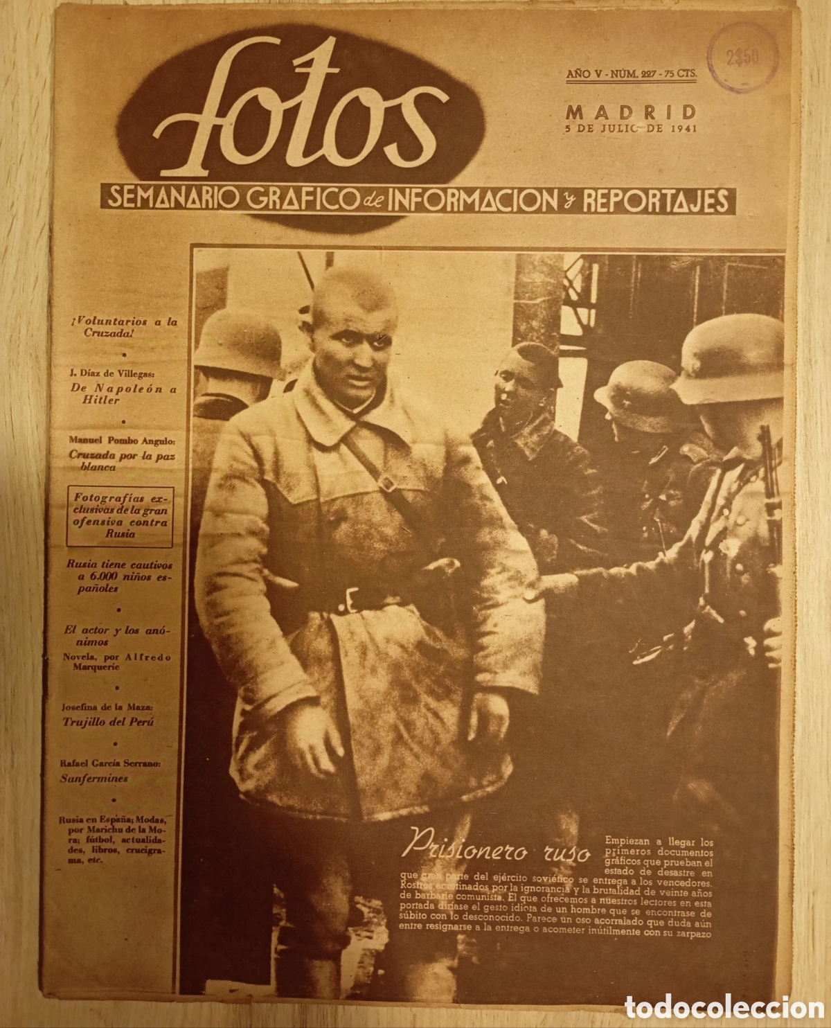Coleccionismo de revistas y peri&oacute;dicos: Peri&oacute;dico nacional Antiguo Fotos semanario gr&aacute;fico de informaci&oacute;n y noticias
