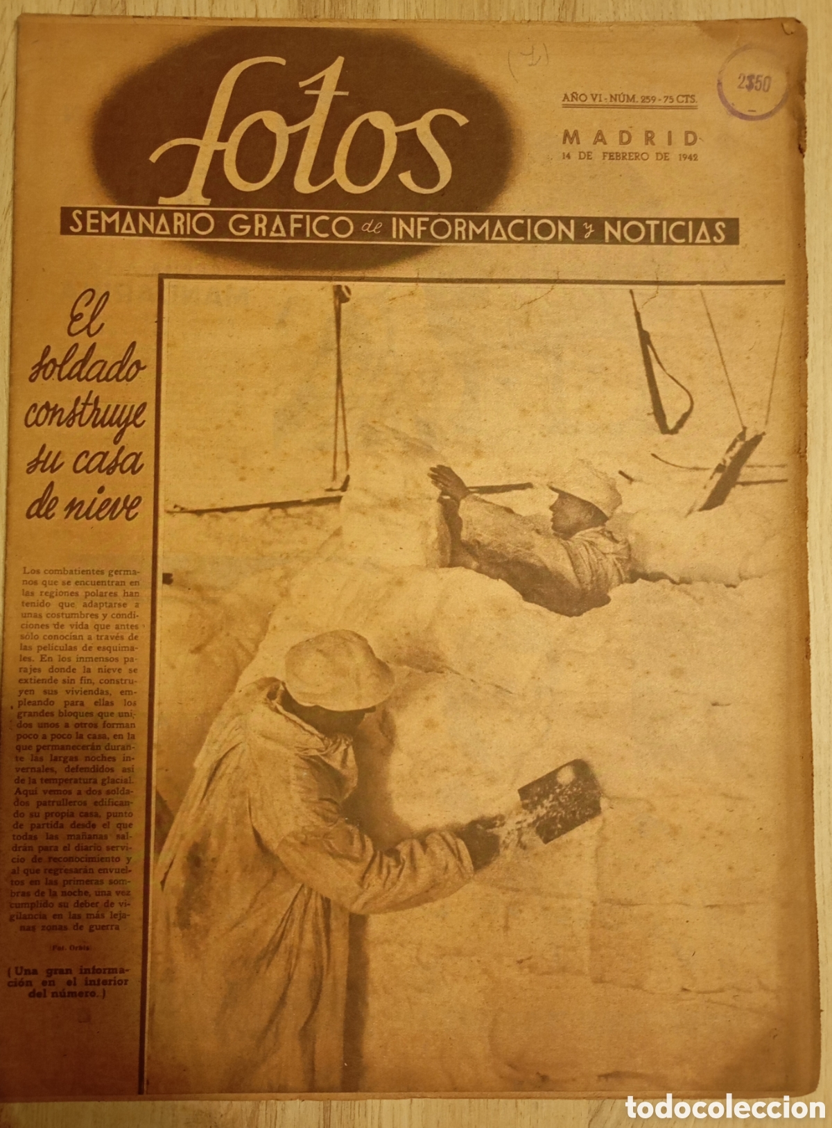 Sammeln von Zeitschriften und Zeitungen: Antiguo peri&oacute;dico nacional Fotos semanario gr&aacute;fico de informaci&oacute;n y noticias