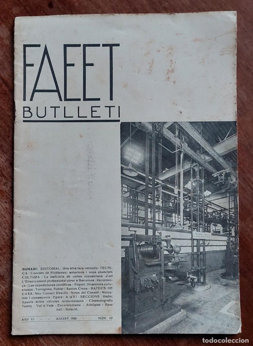 Coleccionismo de Revistas y Peri&oacute;dicos: BUTLLETI FAAET AGOST 1936 GUERRA CIVIL CATALUNYA + FULLET AJUT MARTIRS REVOLUCI&Oacute;