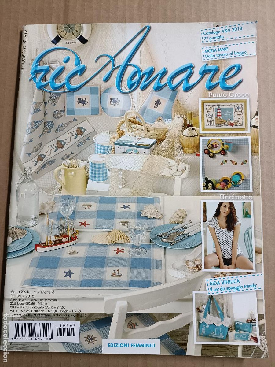 Coleccionismo de Revistas y Peri&oacute;dicos: RICAMARE 7. REVISTA ITALIANA DE LABORES, BORDADO, GANCHILLO, PUNTO DE CRUZ. HARDANGER.