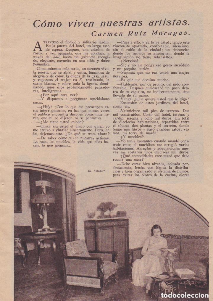 Coleccionismo de revistas y peri&oacute;dicos: Como viven nuestras artistas: Carmen Ruiz Moragas / el Brujo Bohemio - 1933