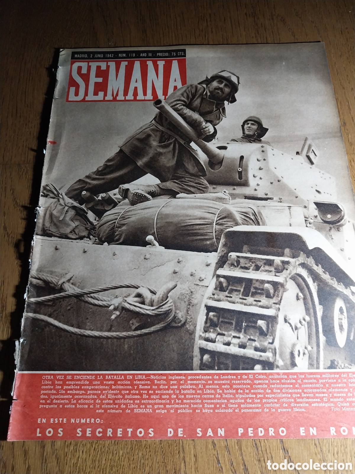 Coleccionismo de Revistas y Peri&oacute;dicos: SEMANA 1942 LA BATALLA EN LIBIA.EL PAIS DE LOS MISTERIOS SECULARES.LOS SECRETOS DE SAN PEDRO EN ROMA