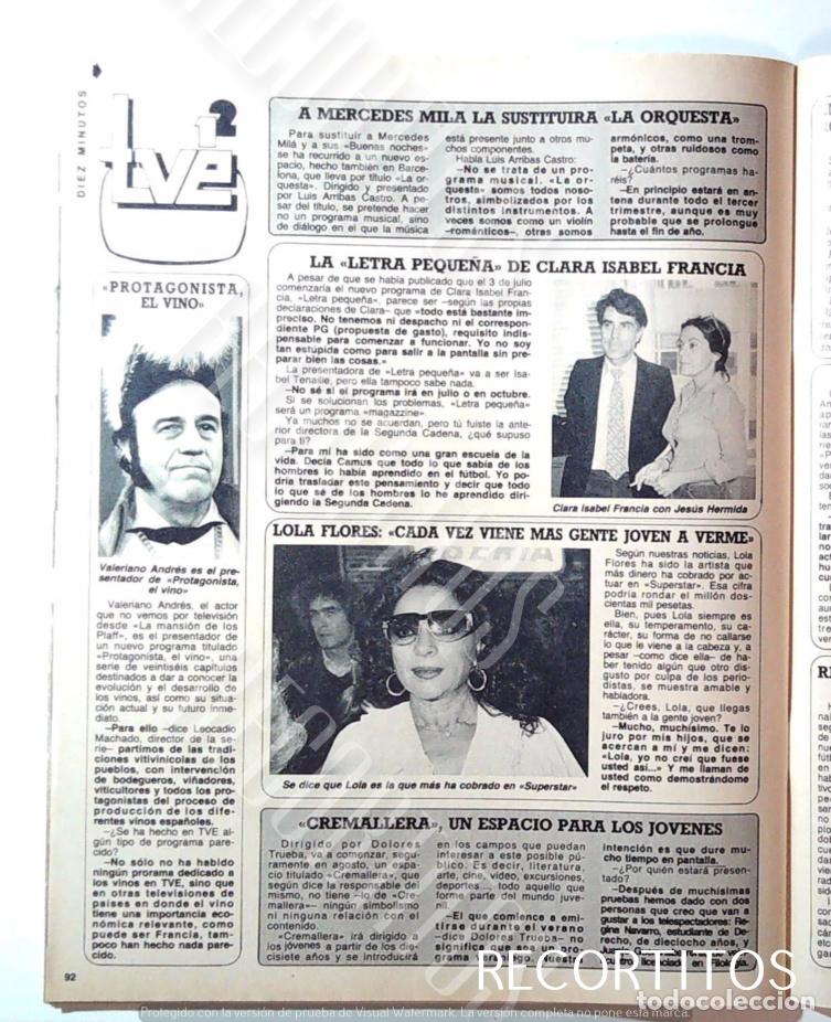 Coleccionismo de revistas y peri&oacute;dicos: CLARA ISABEL FRANCIA JESUS HERMIDA LOLA FLORES VALERIANO ANDRES
