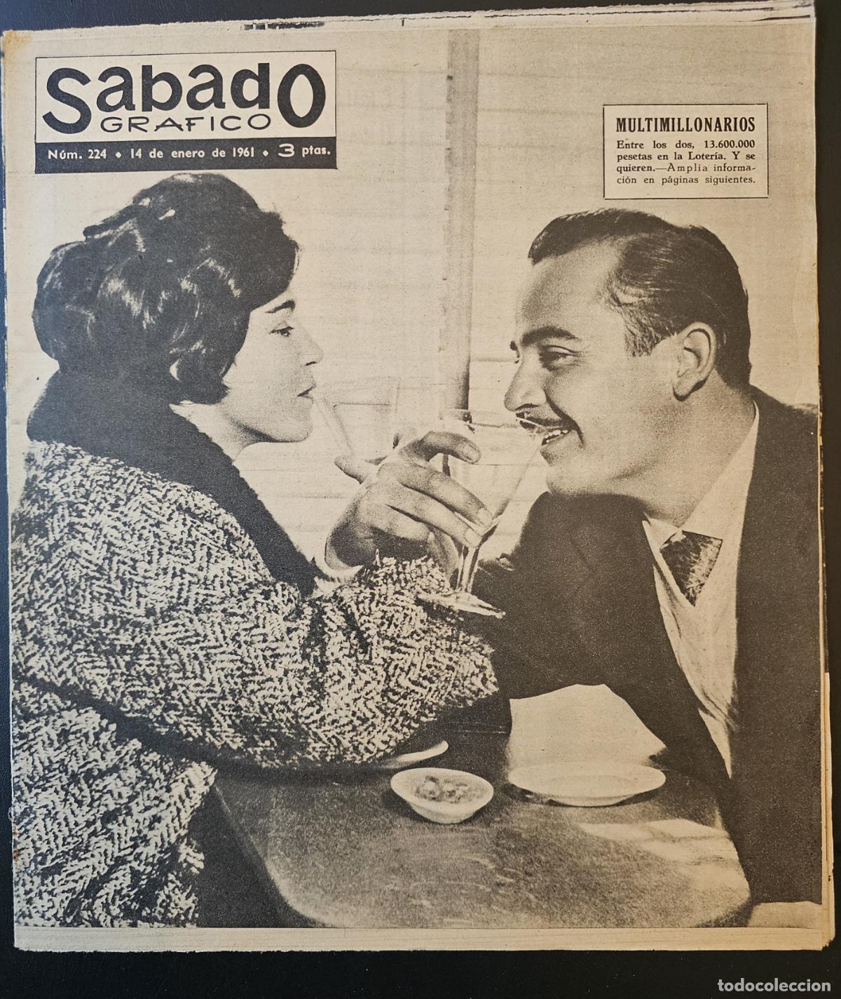 Colecionismo de Revistas e Jornais: REVISTA SABADO GRAFICO 1961 - MILLONARIOS POR LA LOTERIA - JACQUELINE KENNEDY - CHOCAN DOS TRENES