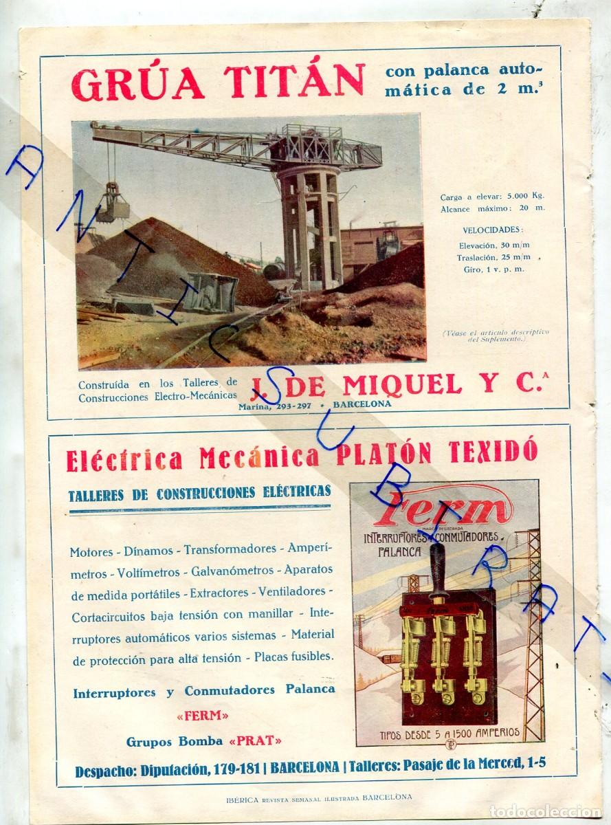 Coleccionismo de Revistas y Peri&oacute;dicos: RECORTE DE PRENSA A&Ntilde;O 1926 PUBLICIDAD GRUA TITAN J. DE MIQUEL BARCELONA PLATON TEXIDO FERM ELECTRICA