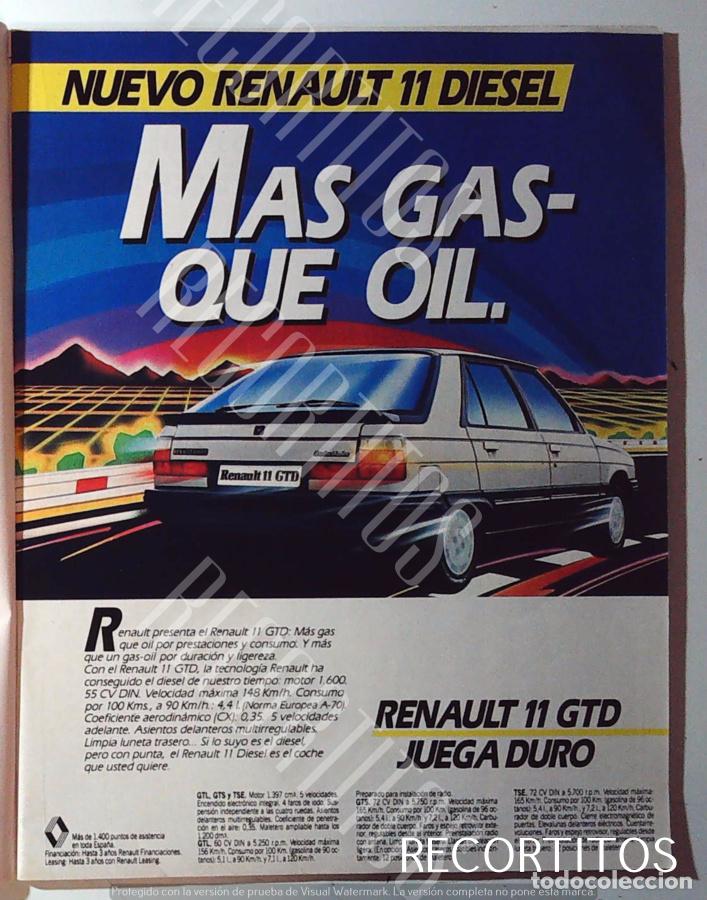 Coleccionismo de Revistas y Peri&oacute;dicos: RENAULT 11 DIESEL ANUNCIO PUBLICIDAD