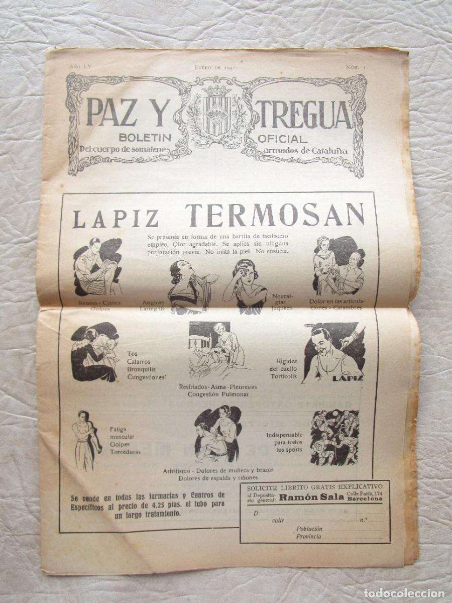 Coleccionismo de Revistas y Peri&oacute;dicos: revista paz y tregua numero 1 boletin oficial somatenes armados de catalu&ntilde;a enero 1932